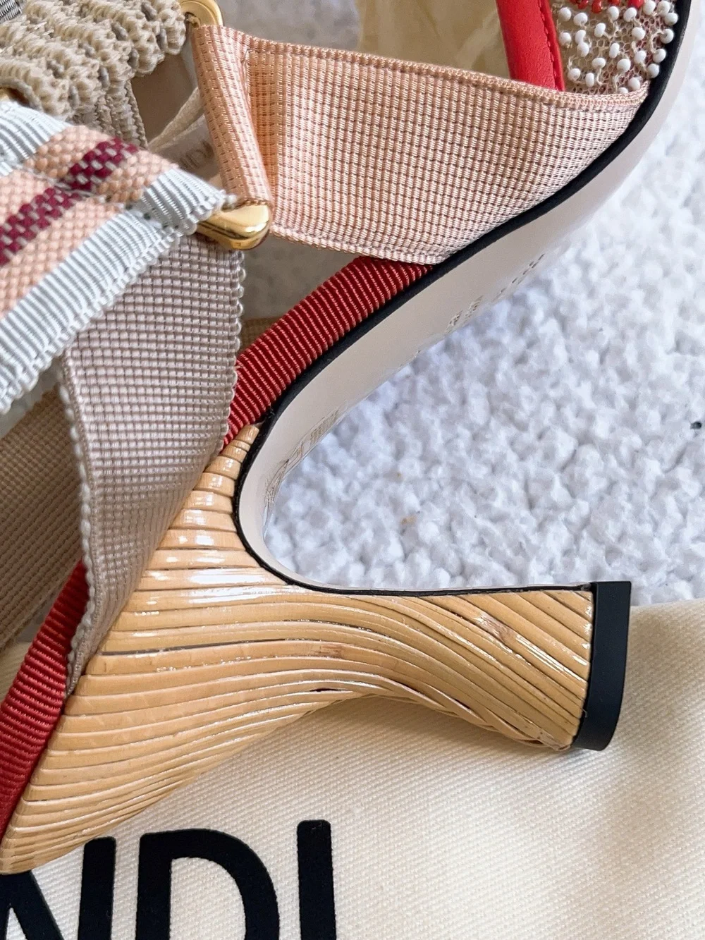 Fendi Women’s Colibri Lite Beaded Mesh Sporty Slingback Pumps
